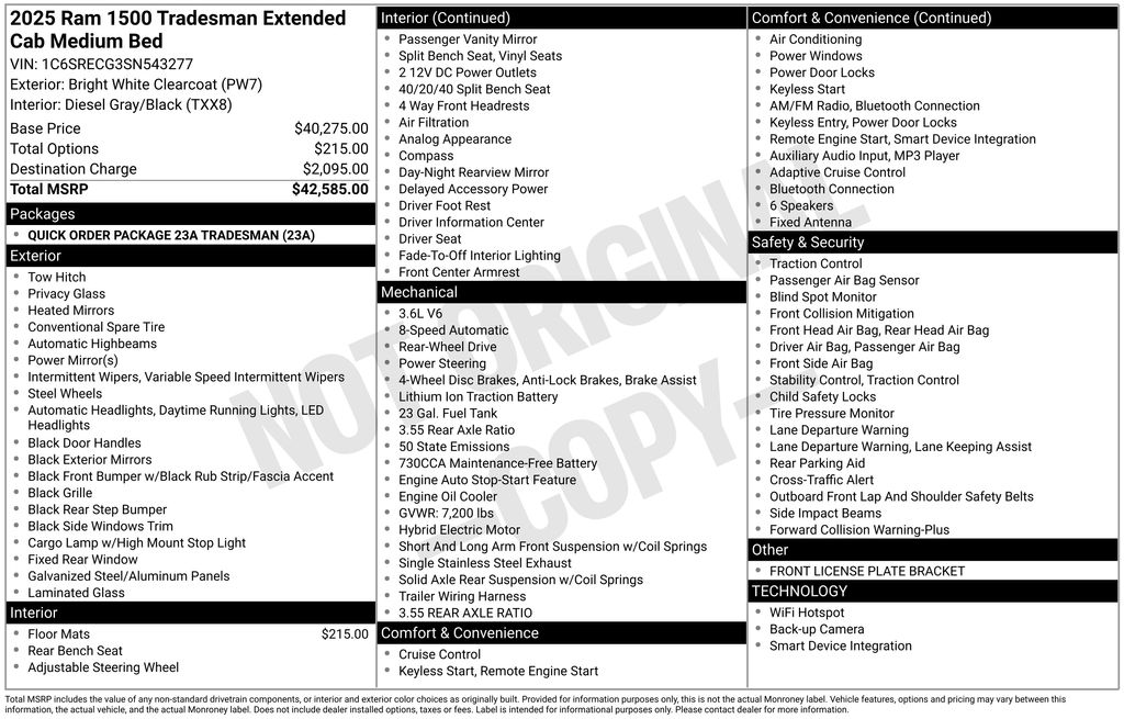 2025 RAM Ram 1500 Pickup Tradesman