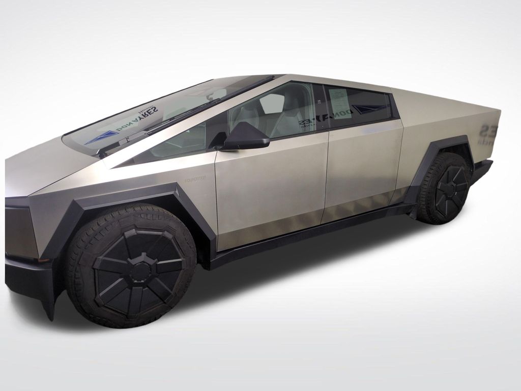 Gray (Stainless Steel) 2024 Tesla Cybertruck Crew Cab AWD Pickup Truck All-Wheel Drive 1-Speed Automatic