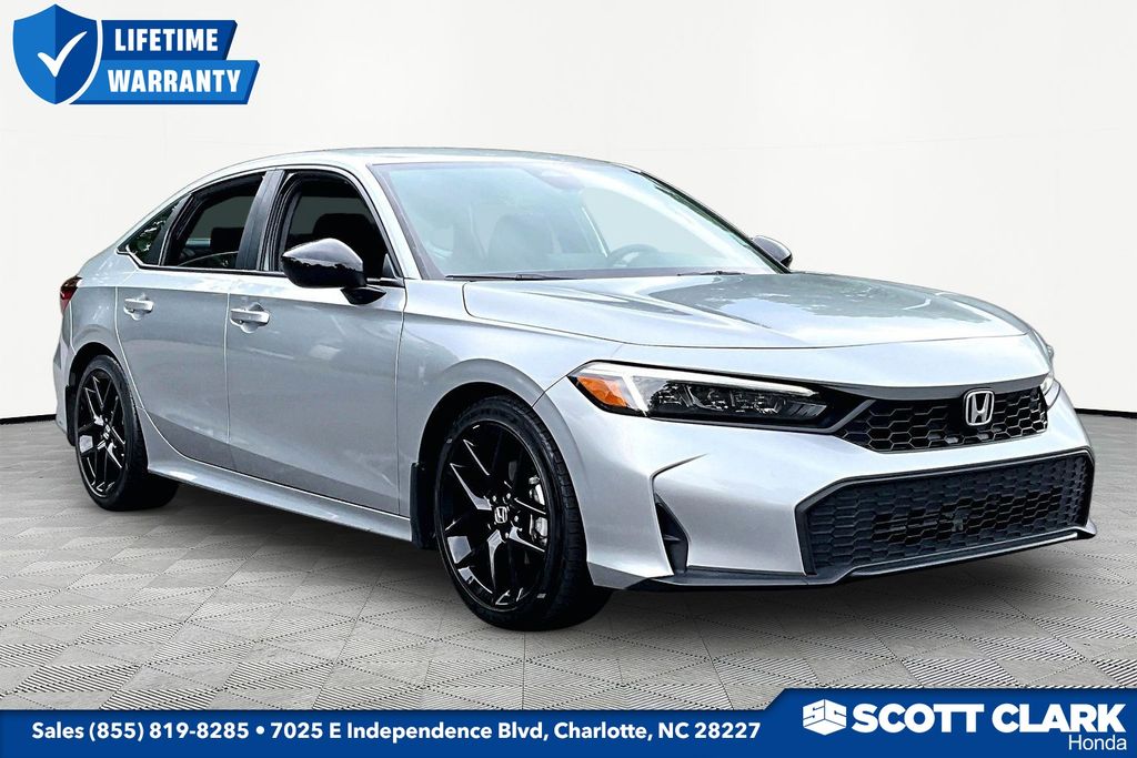 Solar Silver Metallic 2025 Honda Civic Sport FWD Sedan Front-Wheel Drive Continuously Variable Transmission
