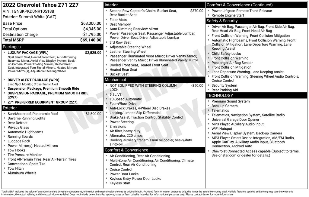 2022 Chevrolet Tahoe Z71 White at Klick Lewis Buick Chevrolet