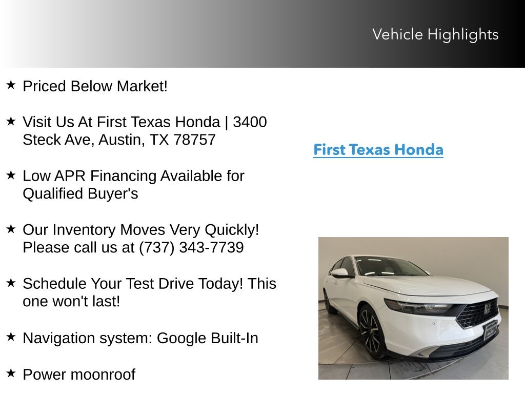 Used Car 2023 Honda Accord Hybrid  Touring For Sale Under $30,000 In Austin, Texas