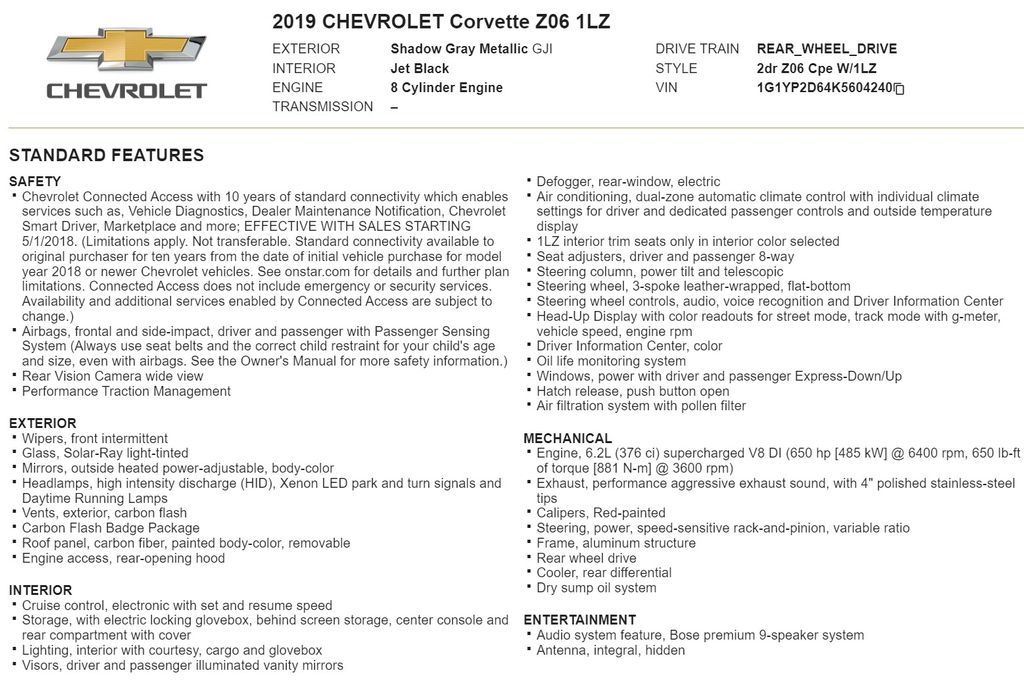 2019 Chevrolet Corvette Z06 19