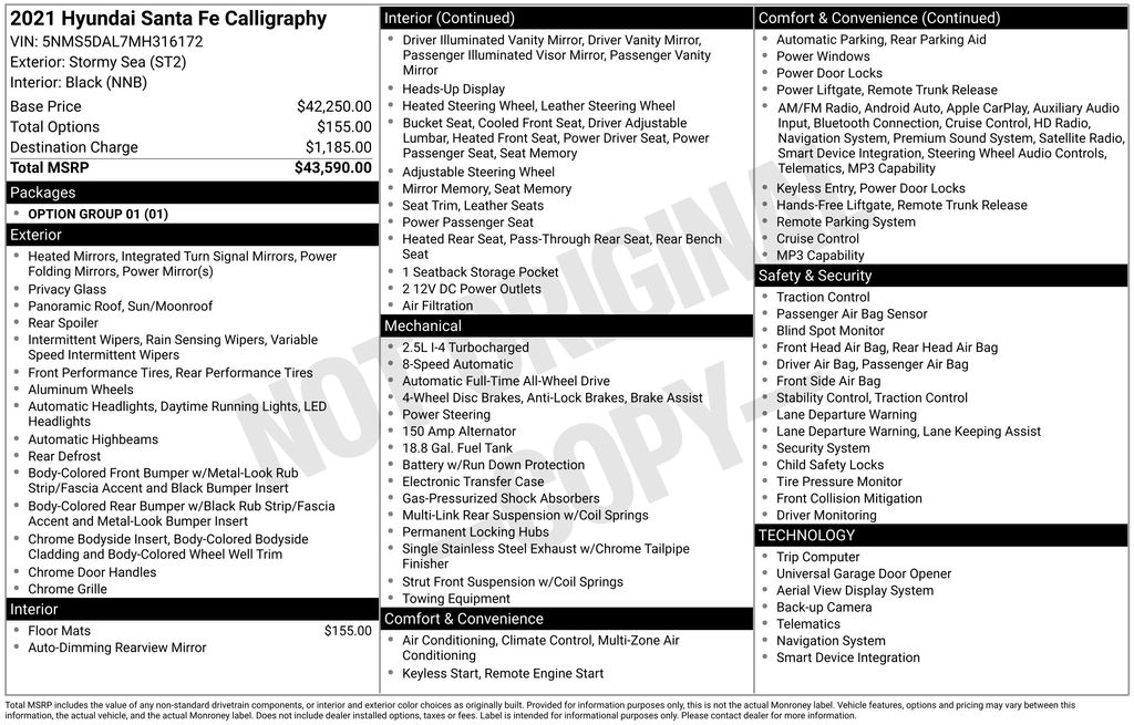 Used Car 2021 Hyundai Santa Fe  Calligraphy For Sale Under $25,000 In Austin, Texas