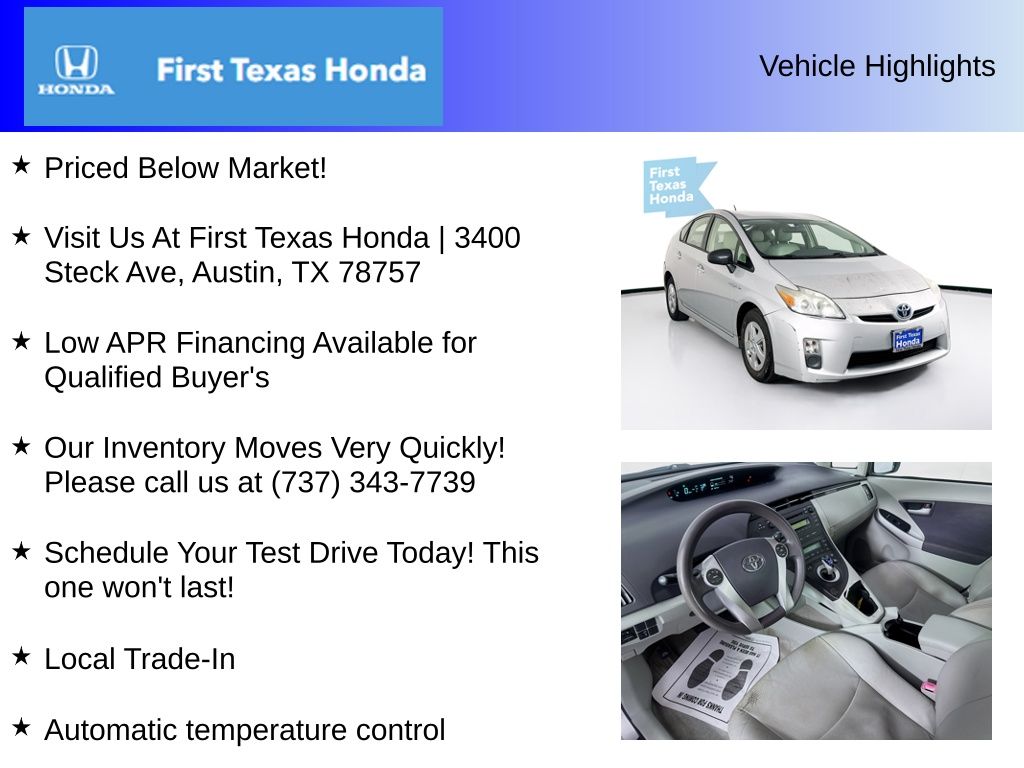Used Car 2010 Toyota Prius  I For Sale Under $10,000 In Austin, Texas