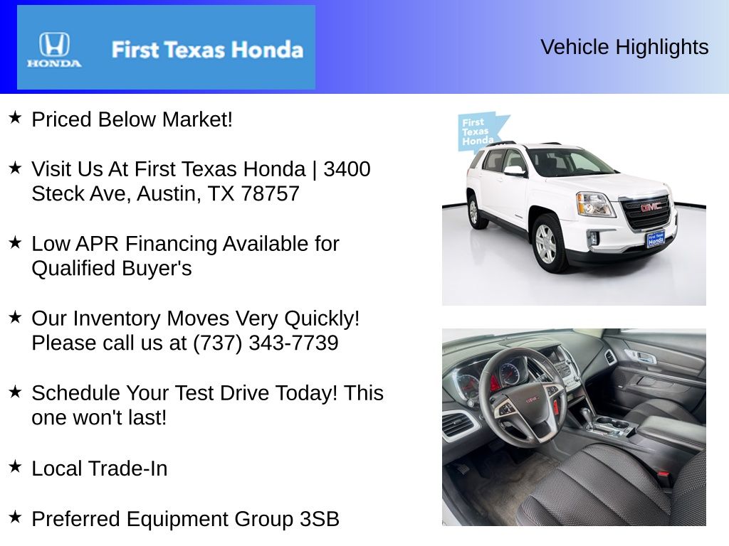 Used Car 2016 Gmc Terrain  Sle-2 For Sale In Austin, Texas