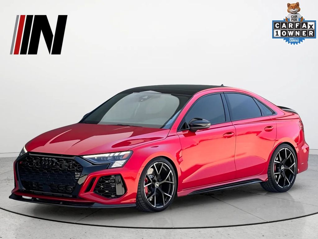 Orange (Tango Red Metallic) 2023 Audi RS 3 Sedan All-Wheel Drive 7-Speed Automatic