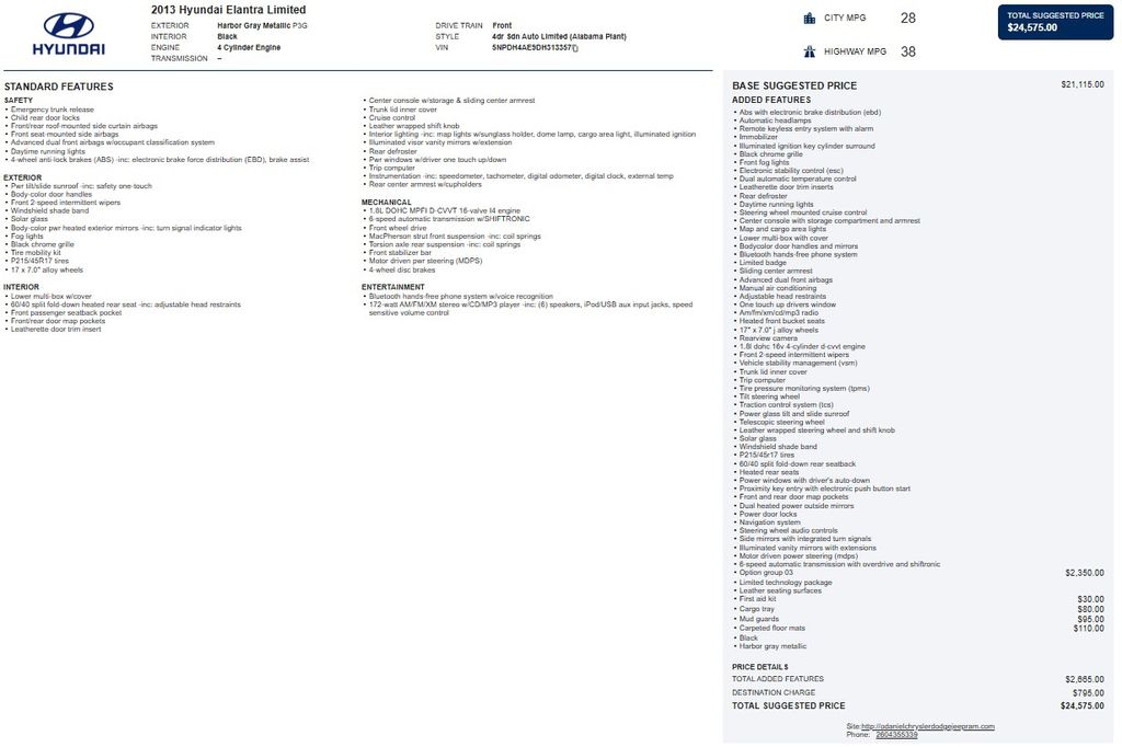 2013 Hyundai Elantra Limited FWD