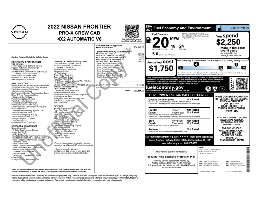 Used 2022 Nissan Frontier Truck