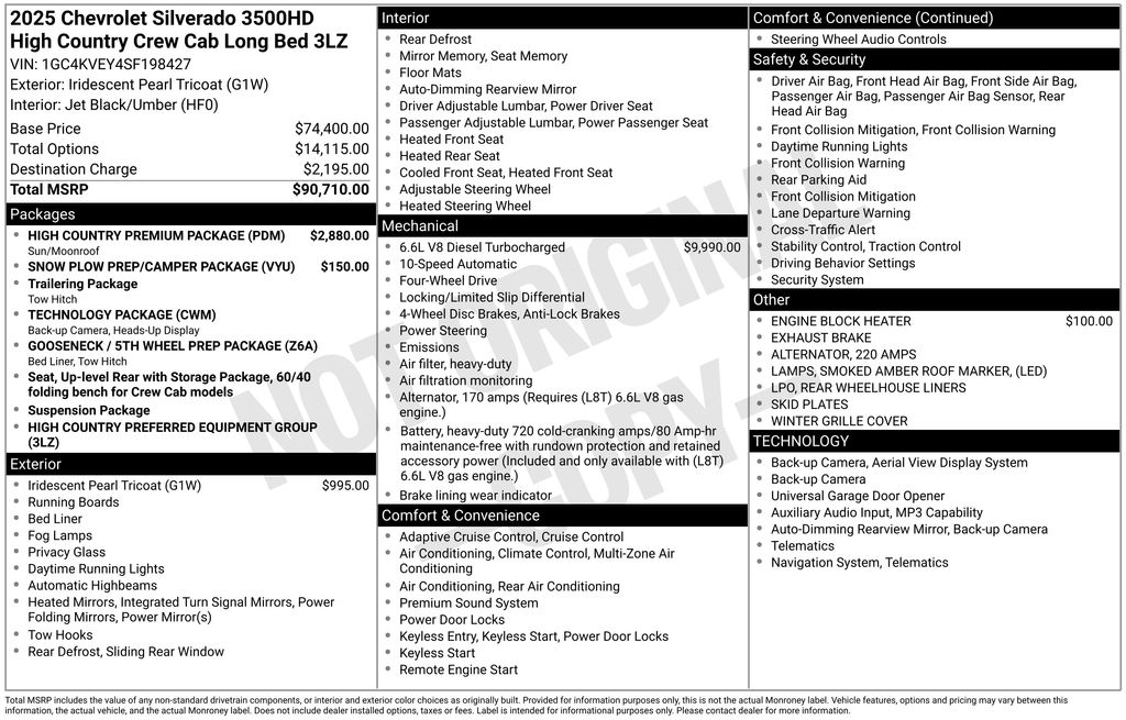 2025 Chevrolet Silverado 3500HD High Country Crew Cab 4WD