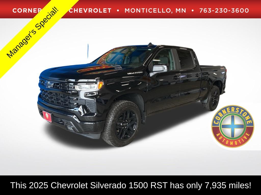 Black 2025 Chevrolet Silverado 1500 RST Crew Cab 4WD Pickup Truck Four-Wheel Drive Automatic