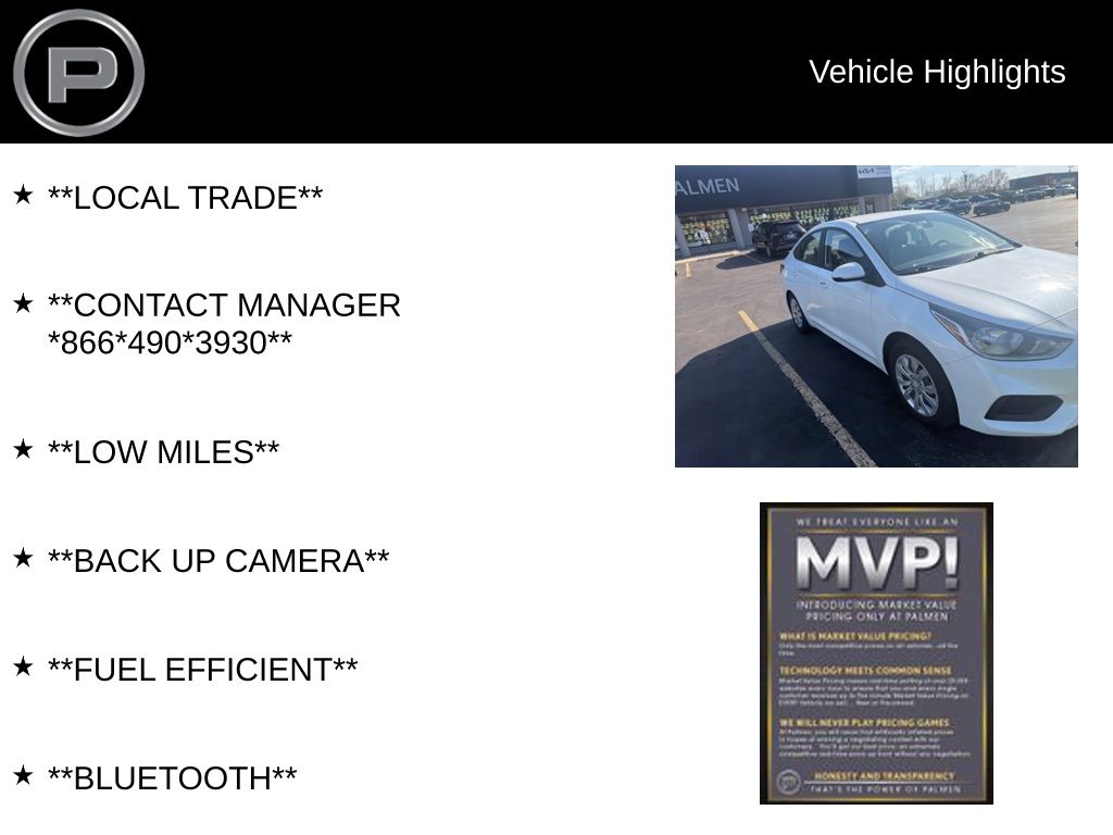 2019 Frost White Pearl Hyundai Accent SE FWD Sedan