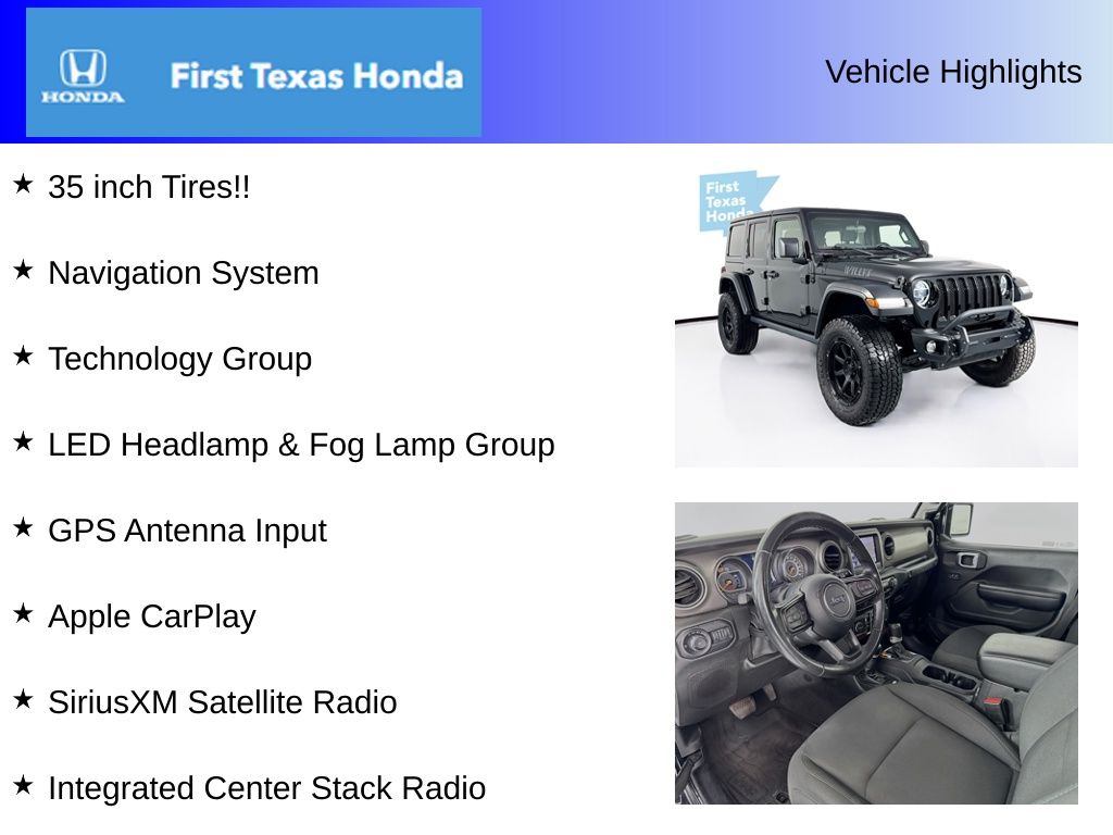 Used Car 2021 Jeep Wrangler  Unlimited Willys For Sale Under $25,000 In Austin, Texas