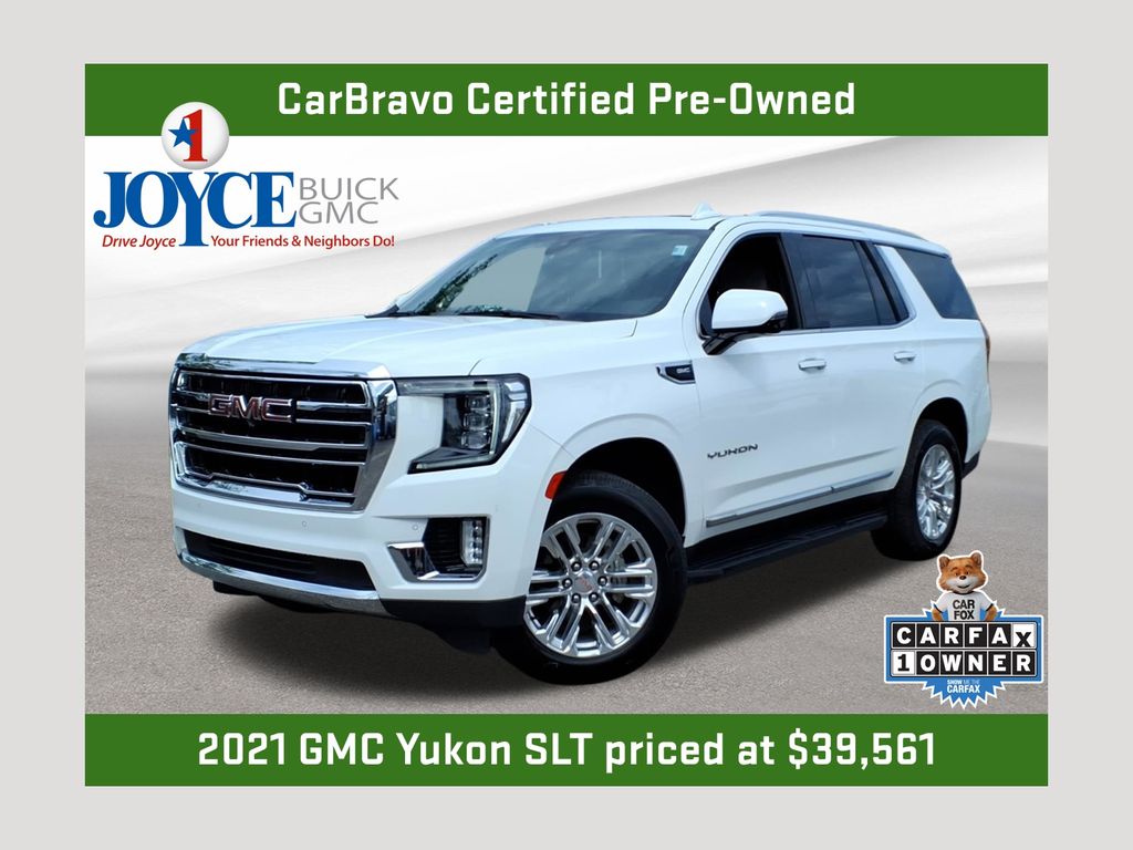 Summit White 2021 GMC Yukon SLT 4WD SUV / Crossover Four-Wheel Drive