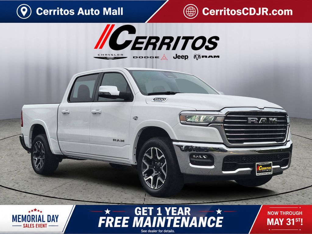 Bright White Clearcoat 2026 RAM 1500 Laramie Crew Cab 4WD Pickup Truck Four-Wheel Drive 8-Speed Automatic