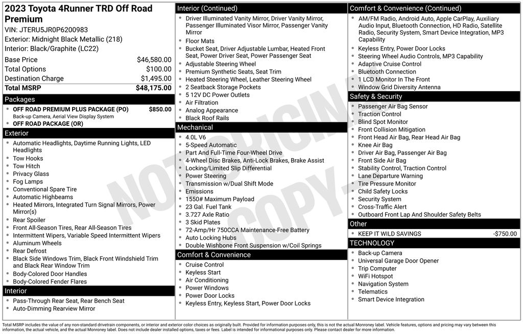 Used Car 2023 Toyota 4runner  Trd Off-road Premium For Sale Under $50,000 In Austin, Texas