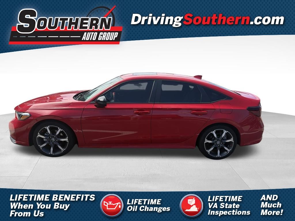 Red 2025 Honda Civic Hybrid Sedan Front-Wheel Drive Continuously Variable Transmission