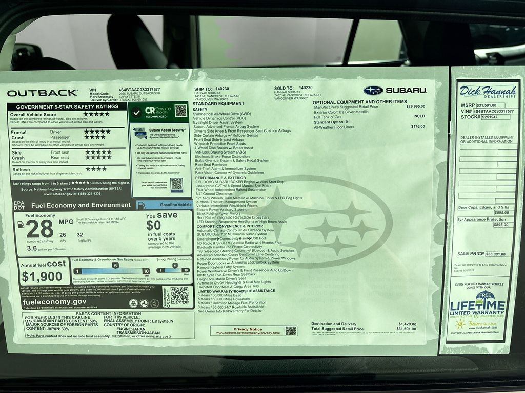 2025 Subaru Outback 2.5i