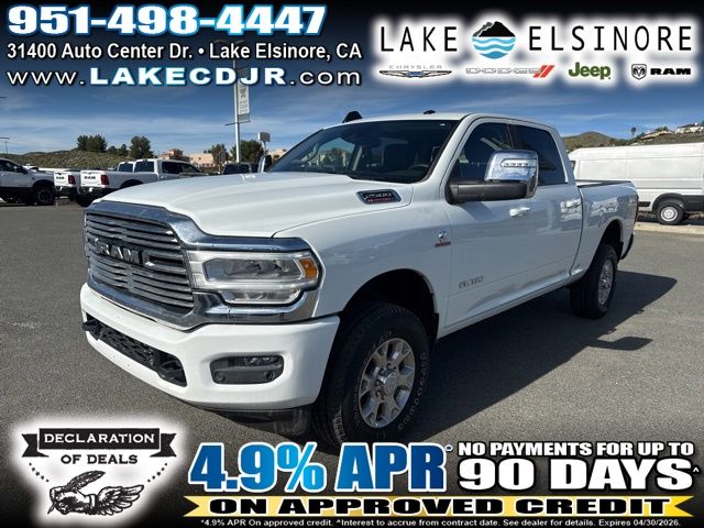 Bright White Clearcoat 2024 RAM 2500 Laramie Crew Cab 4WD Pickup Truck Four-Wheel Drive 6-Speed Automatic