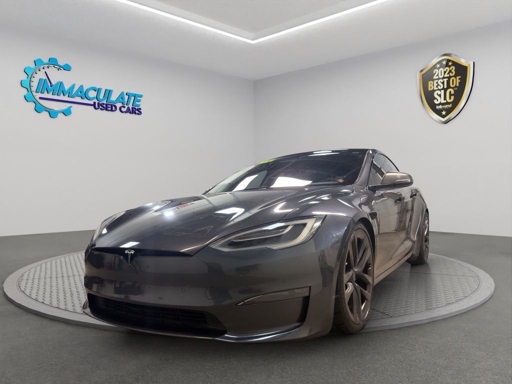 Gray 2021 Tesla Model S Sedan All-Wheel Drive 1-Speed Automatic
