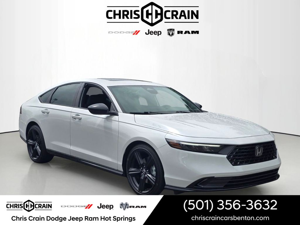 Pearl White 2025 Honda Accord Hybrid Sedan Front-Wheel Drive Continuously Variable Transmission