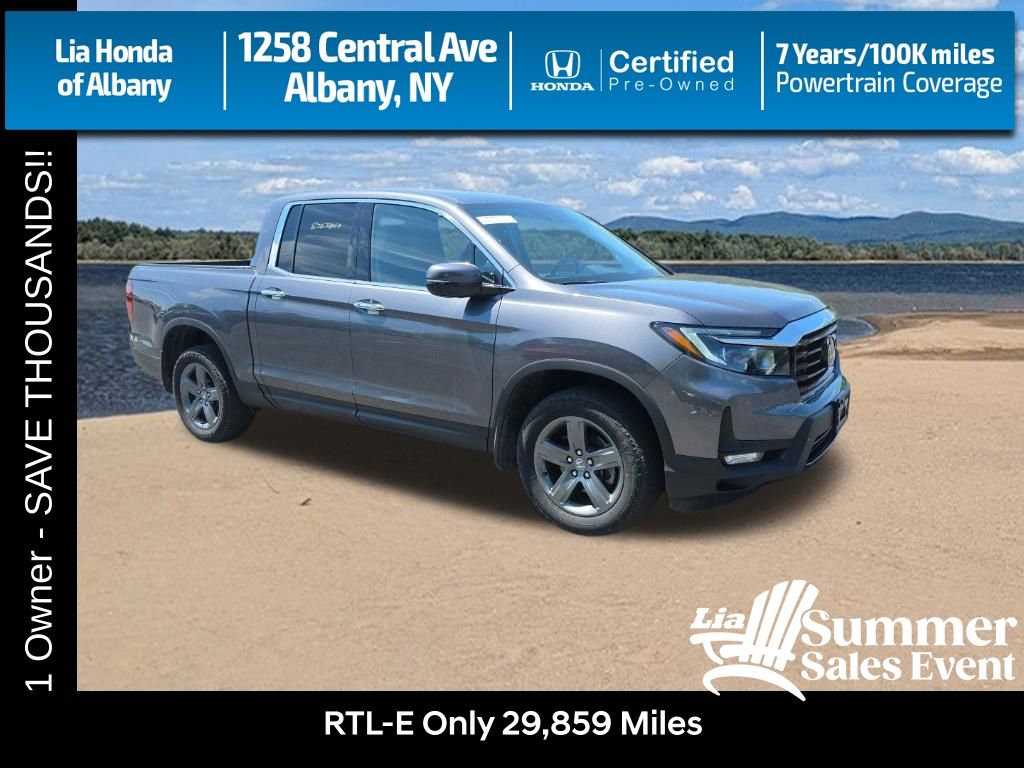 Gray (Modern Steel Metallic) 2023 Honda Ridgeline RTL-E AWD Pickup Truck All-Wheel Drive 9-Speed Automatic