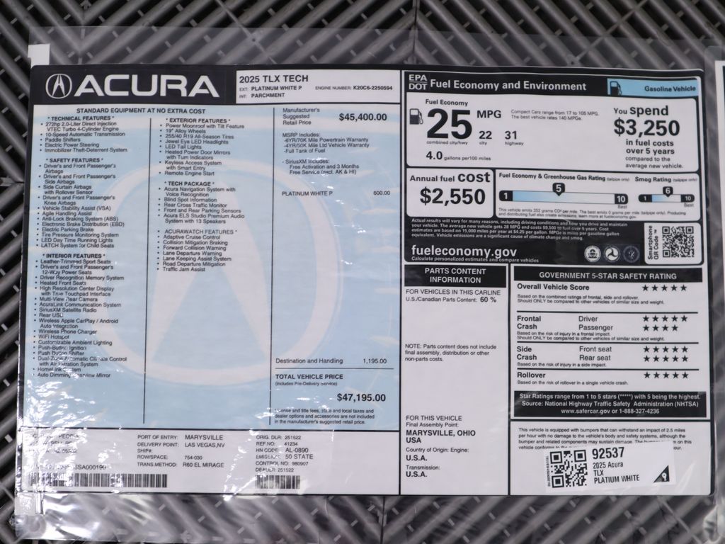 2025 Acura TLX Technology 9