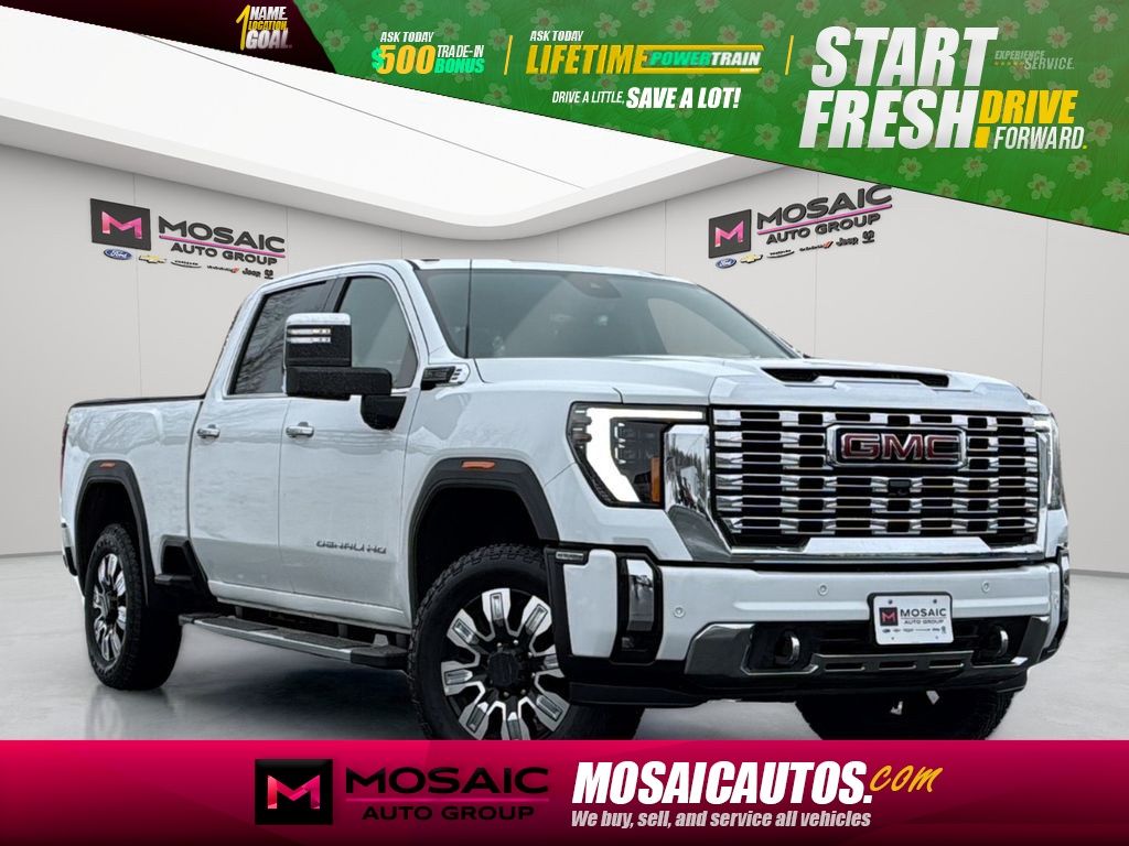 White 2024 GMC Sierra 2500HD Denali Crew Cab 4WD Pickup Truck Four-Wheel Drive Automatic