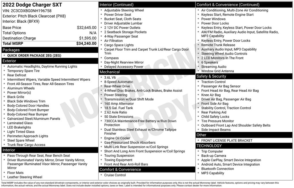 2022 Dodge Charger SXT Black at Texan Dodge Chrysler Jeep Ram