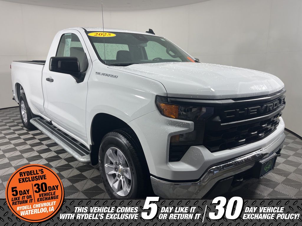 Summit White 2025 Chevrolet Silverado 1500 Work Truck Regular Cab LB RWD Pickup Truck 4X2 Automatic