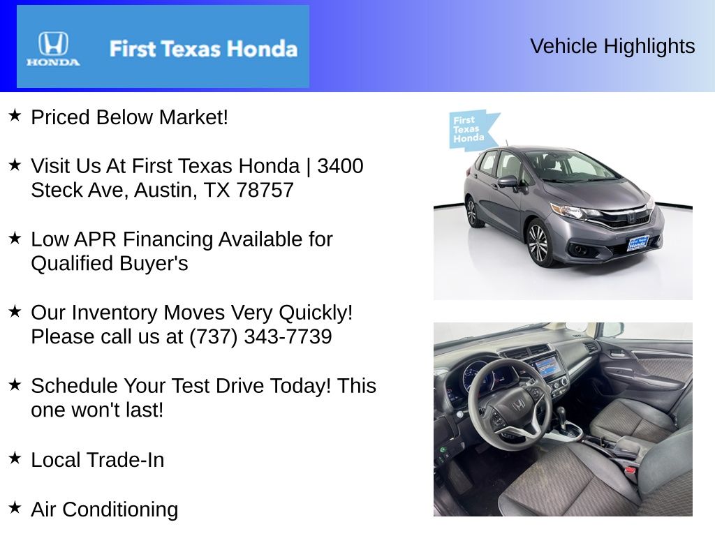 Used Car 2019 Honda Fit  Ex For Sale Under $15,000 In Austin, Texas