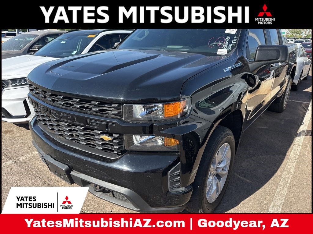 Black 2021 Chevrolet Silverado 1500 Custom Crew Cab 4WD Pickup Truck Four-Wheel Drive 8-Speed Automatic