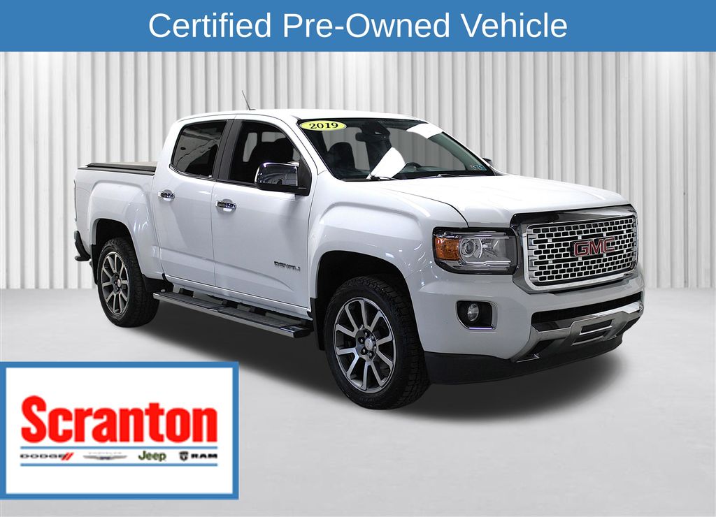 Summit White 2019 GMC Canyon Denali Crew Cab 4WD Pickup Truck Four-Wheel Drive 8-Speed Automatic