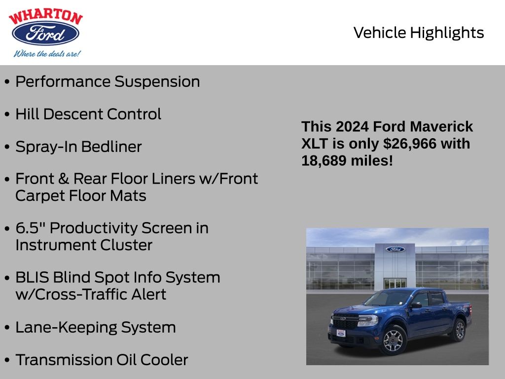 2024 Ford Maverick XLT Blue at Wharton Ford