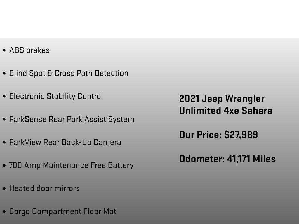 2021 Jeep Wrangler Unlimited Sahara 4xe Gray at Klick Lewis Buick Chevrolet