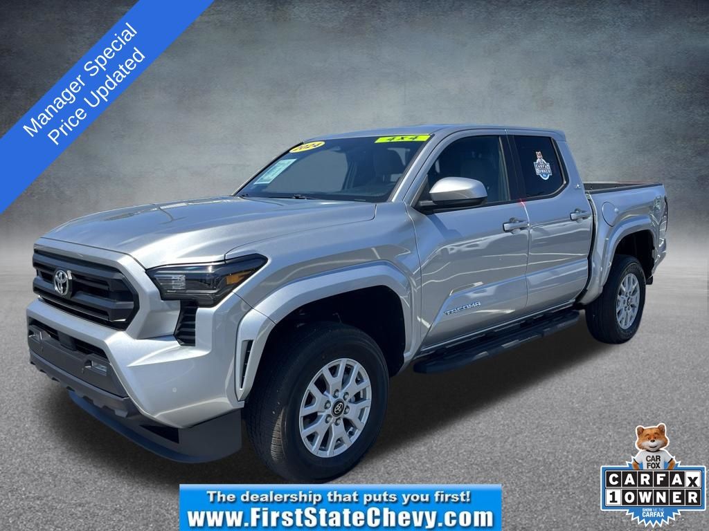 Celestial Silver Metallic 2024 Toyota Tacoma SR5 Double Cab 4WD Pickup Truck Four-Wheel Drive 8-Speed Automatic