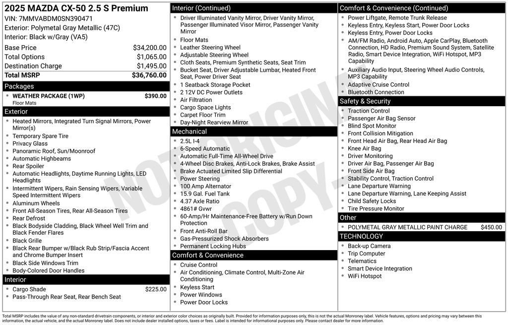 Used Car 2025 Mazda Cx-50  2.5 S Premium Package For Sale Under $35,000 In Austin, Texas