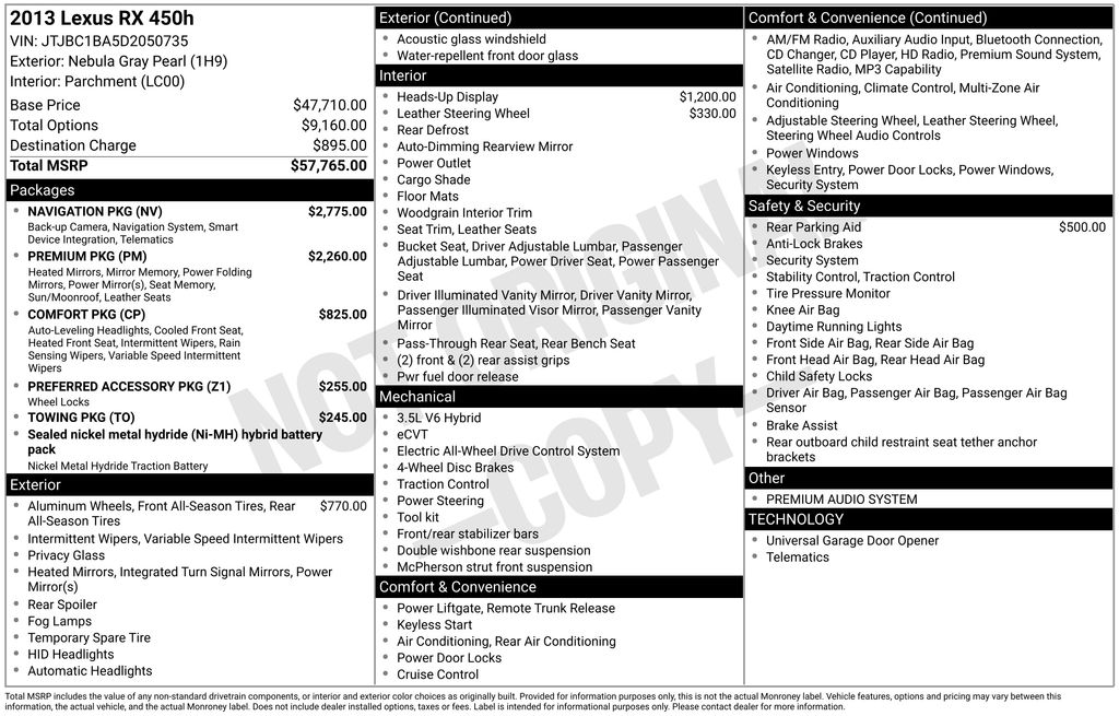 Used Car 2013 Lexus Rx  450h For Sale Under $15,000 In Austin, Texas
