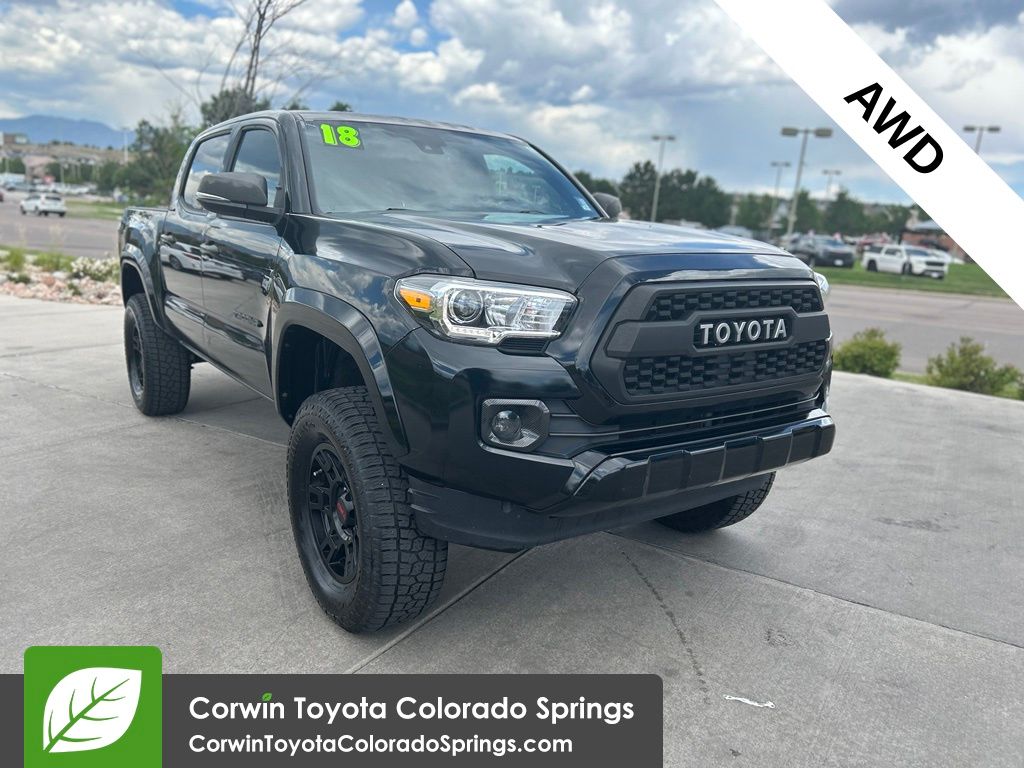 Midnight Black Metallic 2018 Toyota Tacoma Pickup Truck Four-Wheel Drive 6-Speed Automatic