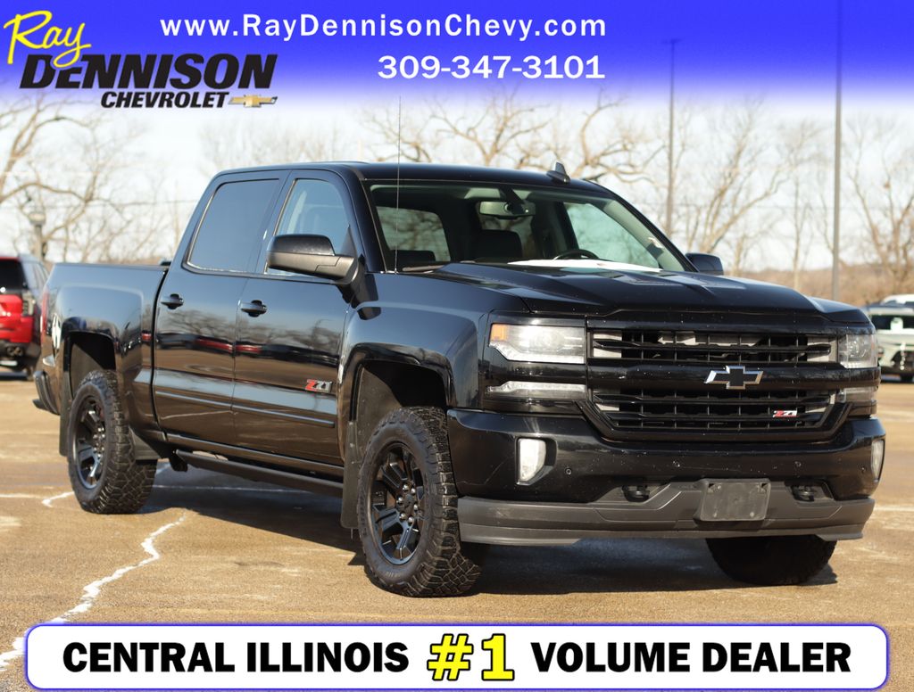 Black 2016 Chevrolet Silverado 1500 LTZ Crew Cab 4WD Pickup Truck Four-Wheel Drive 8-Speed Automatic Overdrive