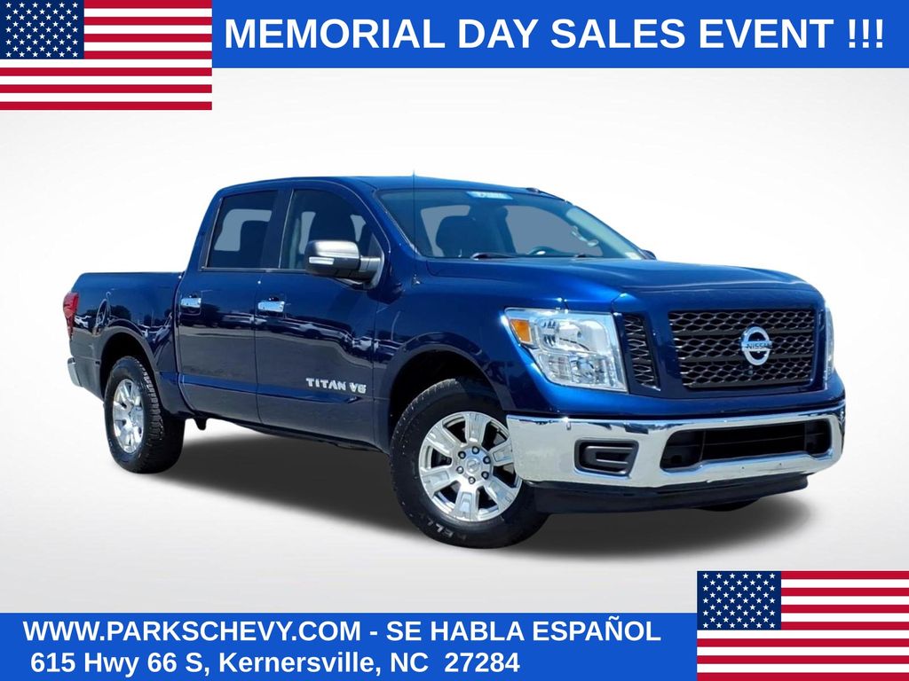 Deep Blue Pearl 2019 Nissan Titan SV Crew Cab RWD Pickup Truck 4X2 7-Speed Automatic