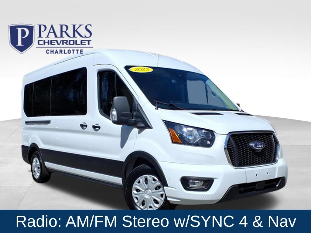 Oxford White 2023 Ford Transit Passenger 350 XLT Medium Roof LB RWD Van Rear-Wheel Drive