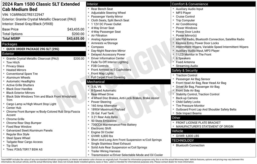 Used Car 2024 Ram 1500 Classic  Slt For Sale Under $25,000 In Taylor, Texas