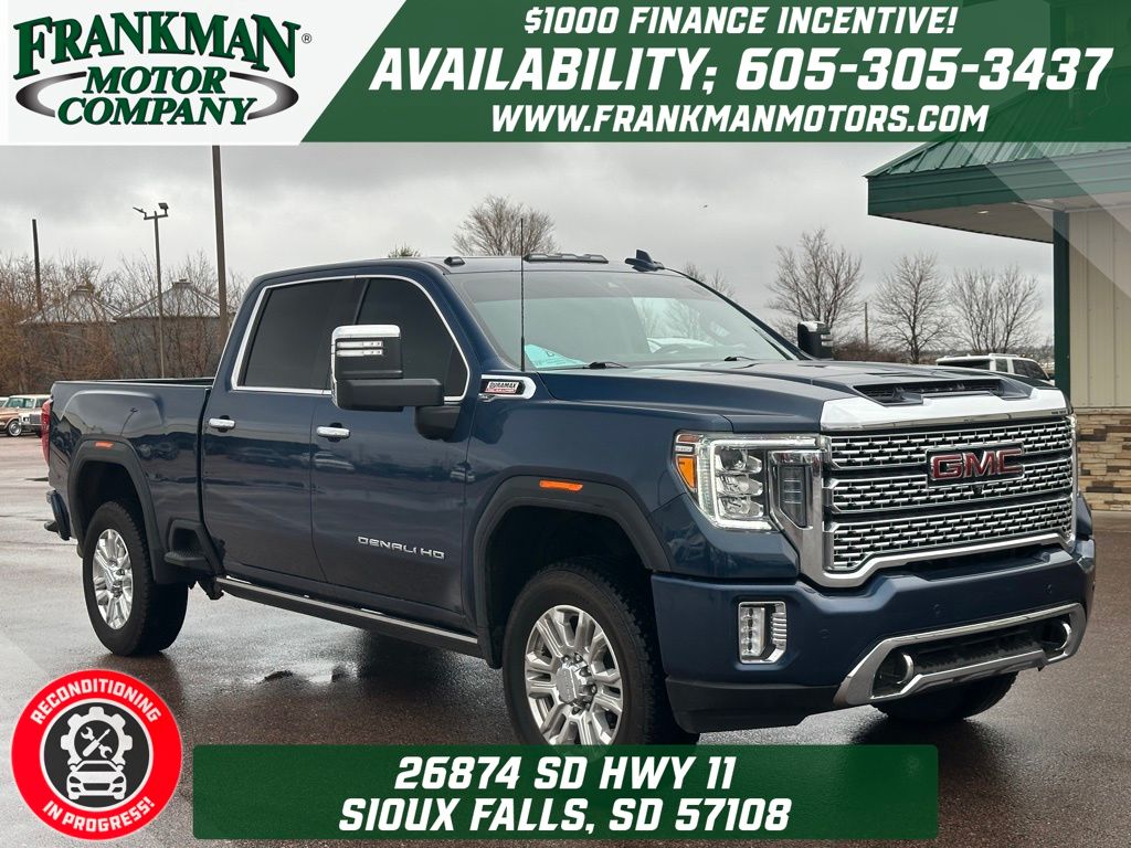 Pacific Blue Metallic 2023 GMC Sierra 2500HD Denali Crew Cab 4WD Pickup Truck Four-Wheel Drive Automatic