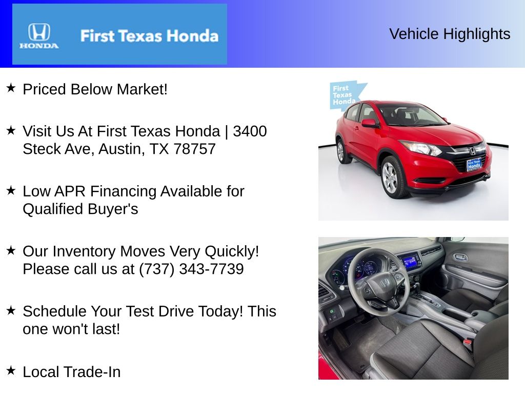 Used Car 2018 Honda Hr-v  Lx For Sale In Austin, Texas