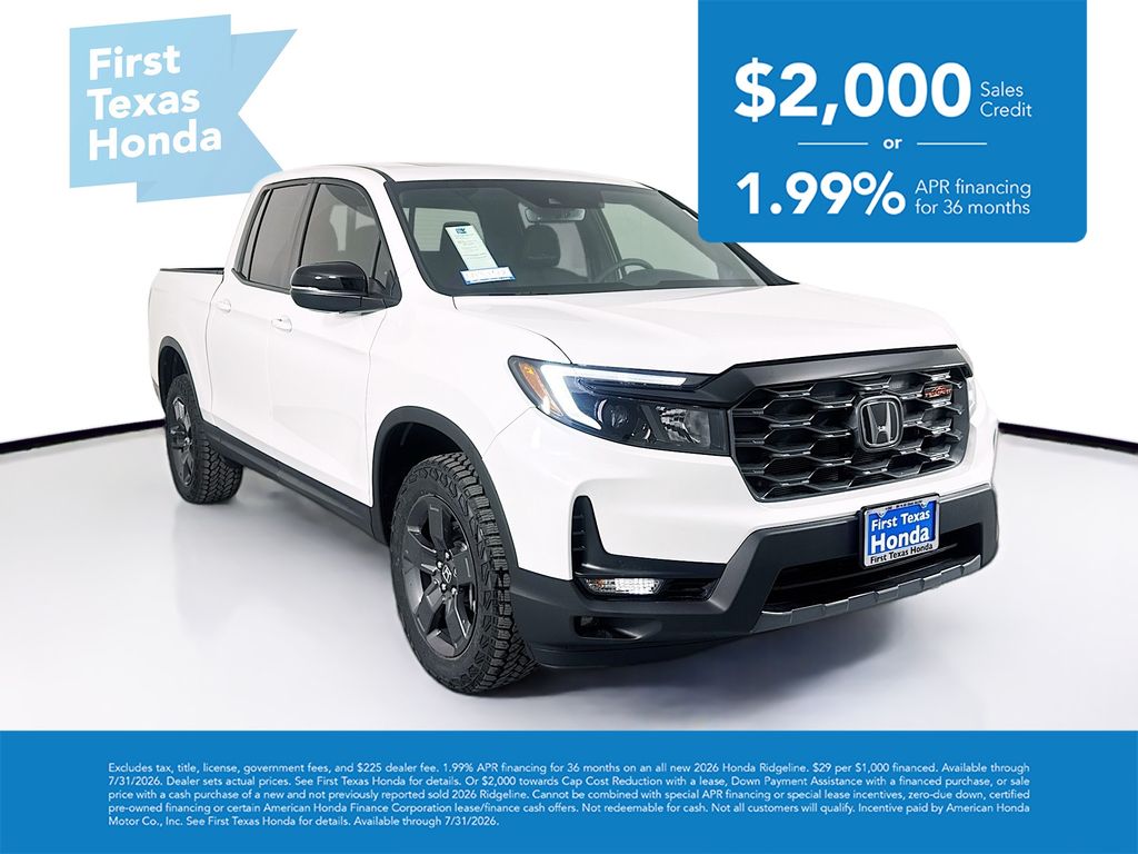 Platinum White Pearl 2026 Honda Ridgeline Pickup Truck All-Wheel Drive 9-Speed Automatic