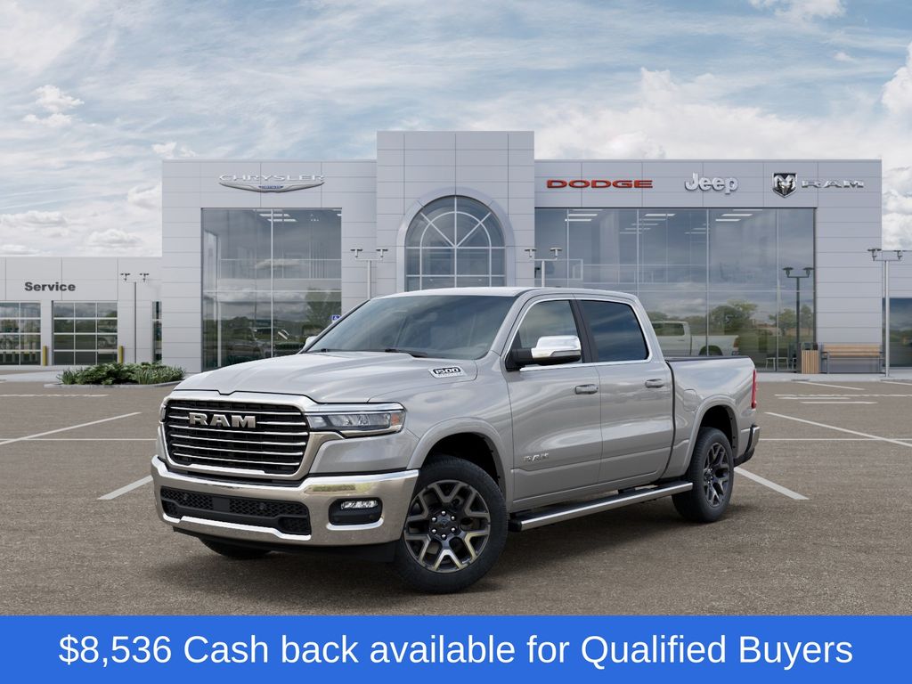 Silver 2026 RAM 1500 Pickup Truck Four-Wheel Drive 8-Speed Automatic