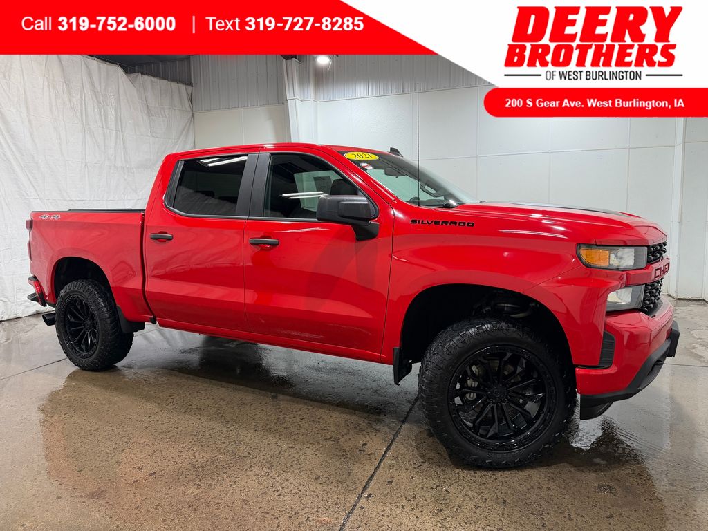 Red Hot 2021 Chevrolet Silverado 1500 Custom Crew Cab 4WD Pickup Truck Four-Wheel Drive 8-Speed Automatic