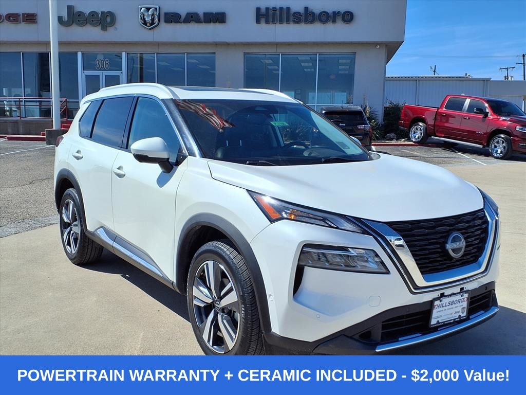 Pearl White Tricoat 2023 Nissan Rogue SUV / Crossover Front-Wheel Drive Continuously Variable Transmission