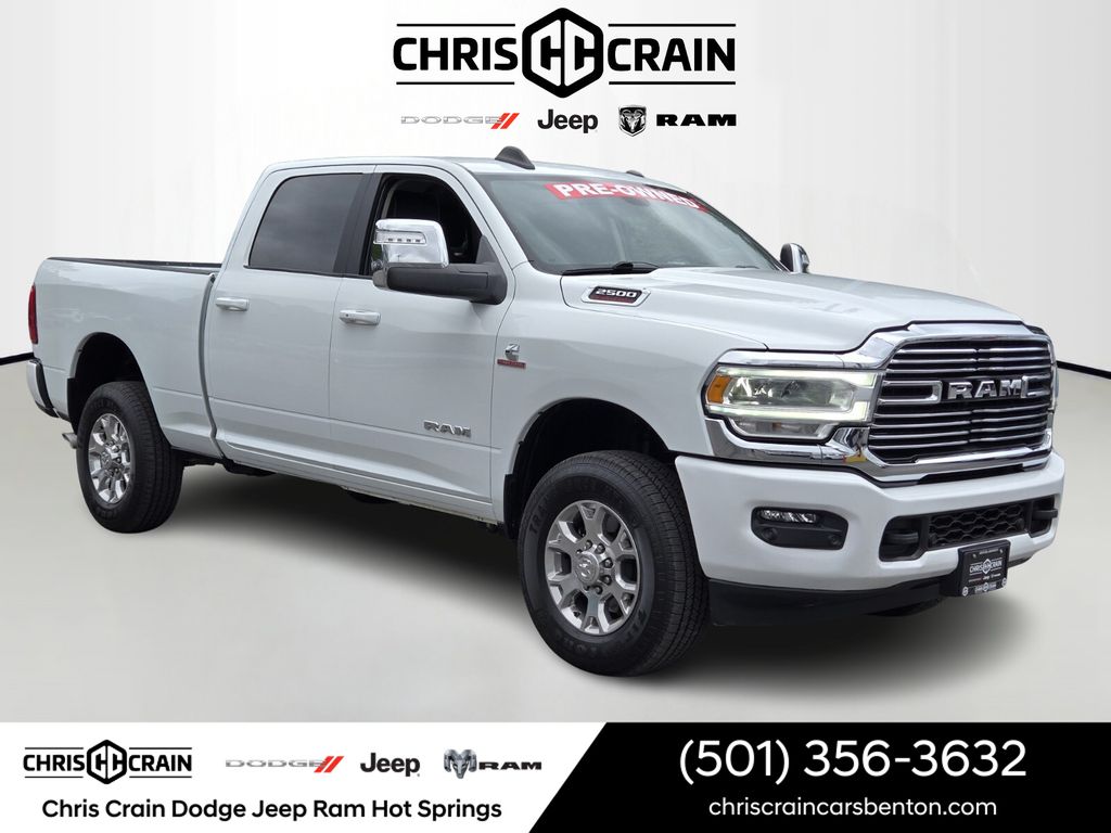 Bright White Clearcoat 2024 RAM 2500 Laramie Crew Cab 4WD Pickup Truck Four-Wheel Drive 6-Speed Automatic