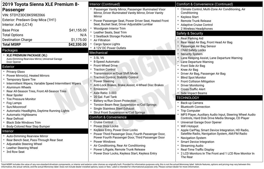 Used 2019 Toyota Sienna Van